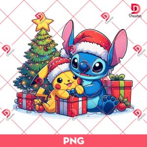 Bundle Stitch And Pikachu Merry Christmas PNG 4