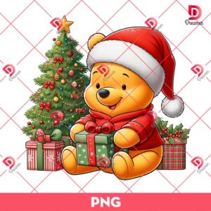 Bundle Winnie The Pooh Christmas PNG, Pooh Bear Merry Christmas PNG Bundle
