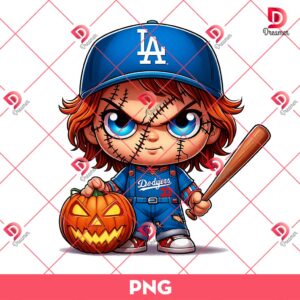 Chibi Chucky LA Dodgers PNG, Los Angeles Dodgers Horror Characters PNG