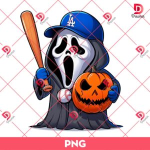 Chibi Ghostface LA Dodgers PNG, Los Angeles Dodgers Horror Characters PNG