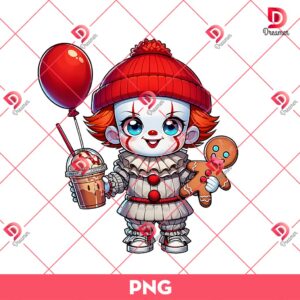 Chibi Pennywise Merry Christmas PNG, Cute Horror Killer Christmas PNG