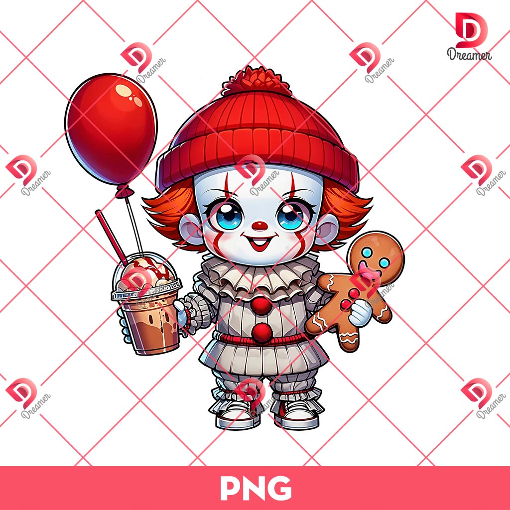 Chibi Pennywise Merry Christmas PNG, Cute Horror Killer Christmas PNG 1 Chibi Pennywise Merry Christmas PNG, Cute Horror Killer Christmas PNG