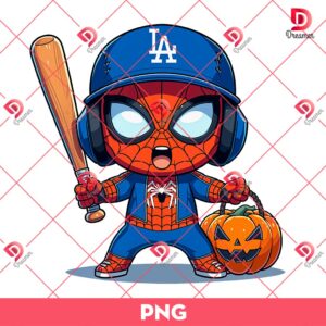 Chibi Spiderman LA Dodgers PNG, Los Angeles Dodgers Superhero PNG