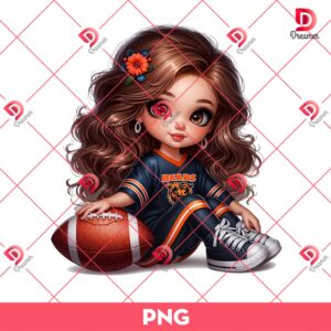 Chicago Bears Cute Girl PNG, Cute Cartoon Girl NFL Football PNG
