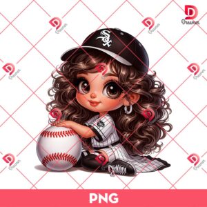 Chicago White Sox Cartoon Girl PNG, Cute Girl MLB Baseball PNG, Baseball Girl Fan PNG