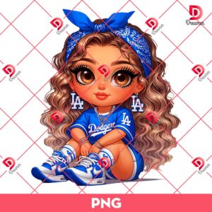 Chicana LA Dodgers Baseball PNG, Cute Baby Girl Dodgers Fan PNG