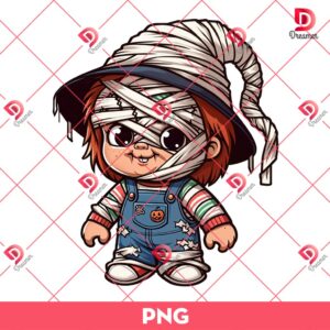 Chucky Mummy Halloween PNG, Horror Chucky Doll PNG, Mummy Doll Scary Halloween PNG