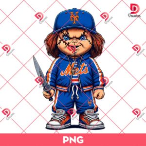 Chucky New York Mets PNG, Horror Character MLB Baseball PNG