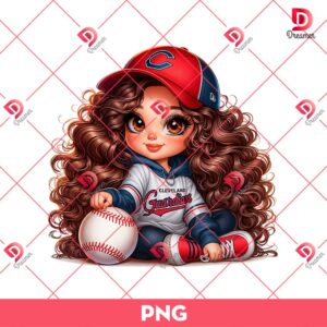 Cleveland Guardians Cartoon Girl PNG, Cute Girl MLB Baseball PNG, Baseball Girl Fan PNG