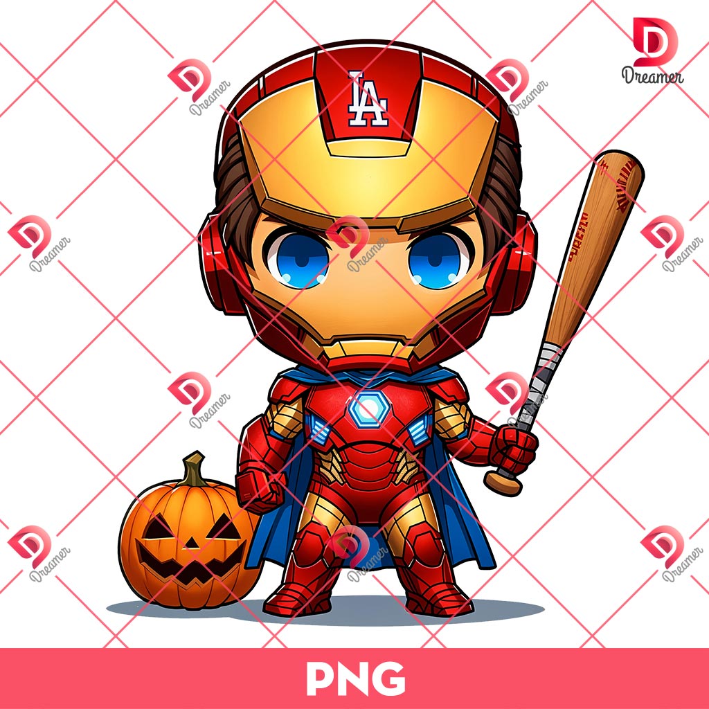 Cute Iron Man Baseball Halloween PNG, Iron Man LA Dodgers Halloween PNG 1 Cute Iron Man Baseball Halloween PNG, Iron Man LA Dodgers Halloween PNG