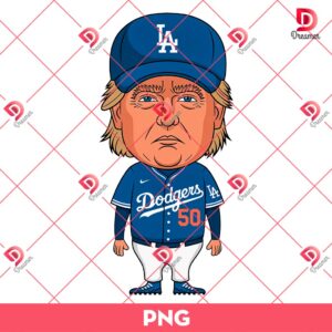 Donald Trump Wearing Los Angeles Dodgers Costume PNG, Trump Baseball PNG