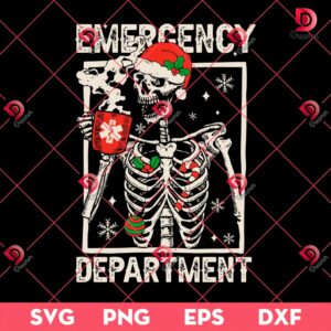 Emergency Department Skeleton Coffee SVG PNG, Merry Christmas Skeleton SVG PNG