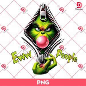 Funny Grinch Merry Christmas PNG, Eww People Grinch Zipper Blowing Bubble PNG