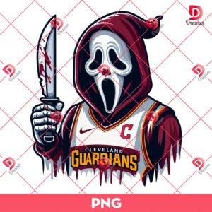 Ghostface Cleveland Guardians Baseball PNG, Horror Ghostface MLB Baseball PNG