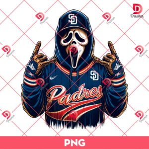 Ghostface San Diego Padres PNG, Ghostface MLB Baseball PNG, Horror Killer MLB Sport PNG
