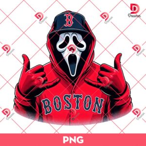 Ghostface Scream Baseball Boston Red Sox PNG, Horror Killer Baseball PNG