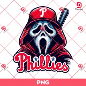 Ghostface Scream Philadelphia Phillies Baseball PNG, Horror Killers Baseball Sport PNG