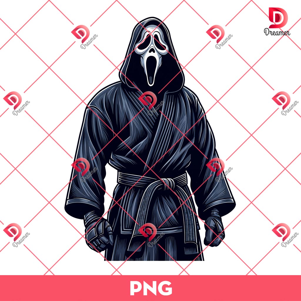 Ghostface Wearing Black Jitsu Gi PNG, Horror Ghostface Scream PNG 3 Ghostface Wearing Black Jitsu Gi PNG, Horror Ghostface Scream PNG