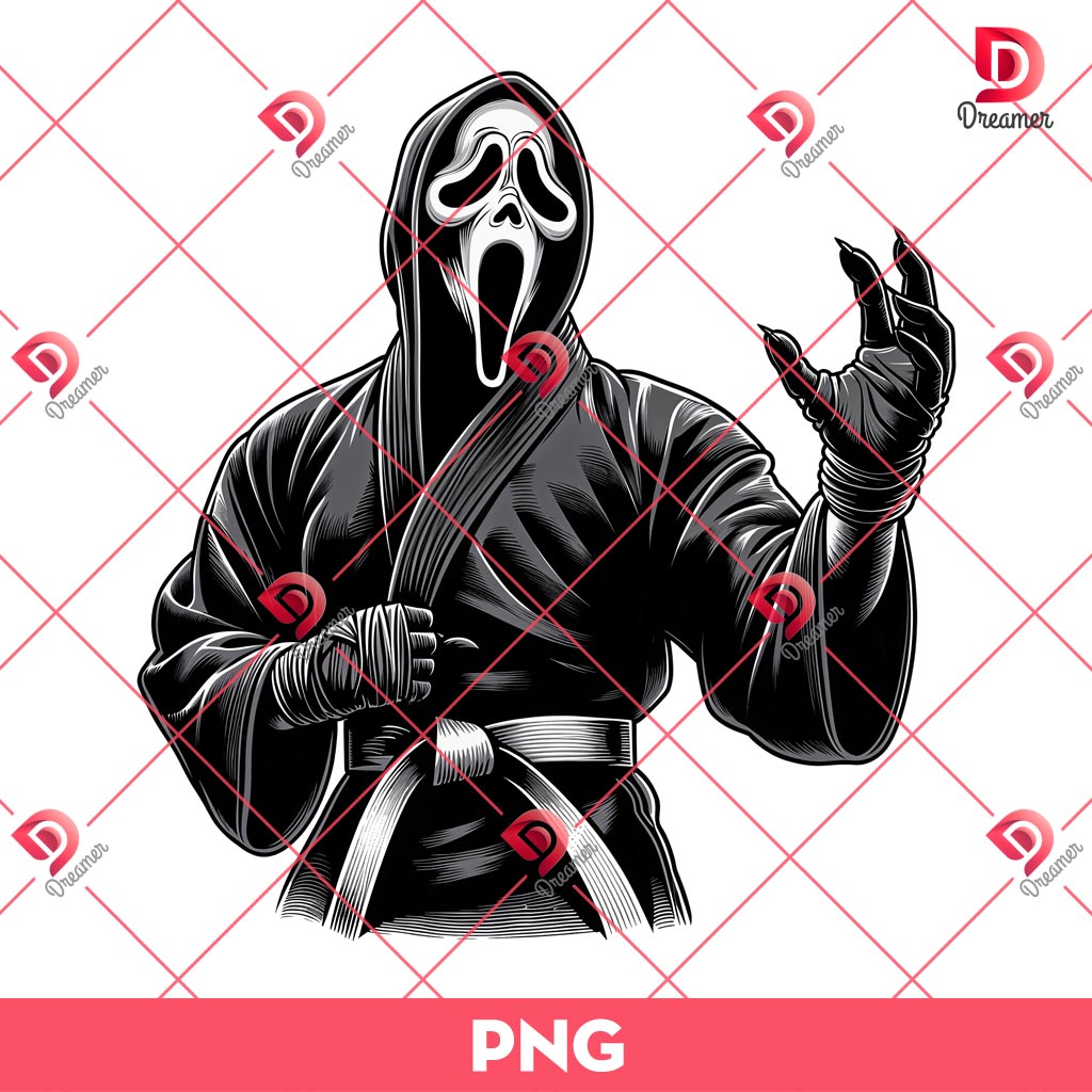 Ghostface Wearing Black Jitsu Gi PNG, Horror Ghostface Scream PNG 4 Ghostface Wearing Black Jitsu Gi PNG, Horror Ghostface Scream PNG