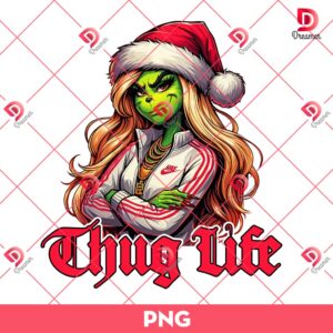 Grinch Girl Thug Life PNG, Grinchmas PNG, Merry Christmas Thug Life Grinch Lady PNG