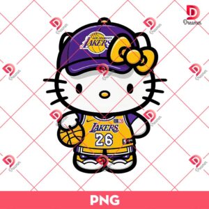 Hello Kitty Los Angeles Lakers Player PNG, Hello Kitty NBA Basketball PNG