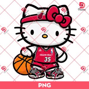 Hello Kitty Miami Heat Basketball PNG, Hello Kitty NBA Player PNG