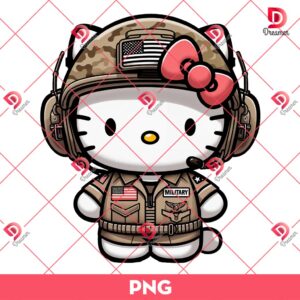Hello Kitty Wearing Military Costume PNG