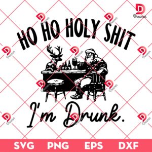 Ho Ho Holy Shit Im Drunk SVG PNG, Jolly Santa And Reindeer Cheers With Beer SVG PNG