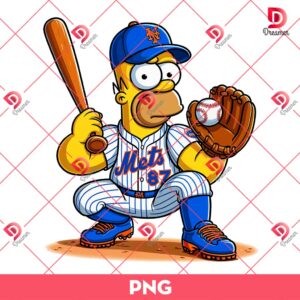 Homer Simpson New York Mets Player PNG, The Simpson Cartoon Baseball PNG