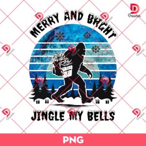 Merry And Bright Jing My Bell Big Foot PNG, Vintage Christmas Big Foot PNG