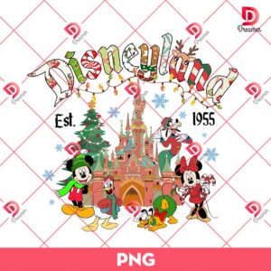 Merry Christmas Disneyland EST 1955 PNG, Disney Friends Christmas PNG