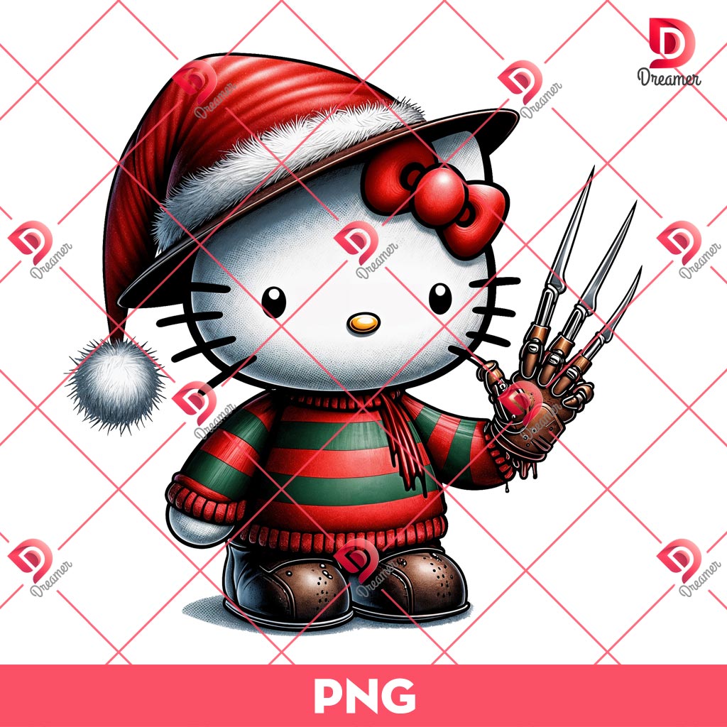 Bundle Hello Kitty Horror Killers Halloween PNG, Hello Kitty Horror Friends Movie PNG Bundle 16 Merry Christmas Hello Kitty Freddy Krueger PNG, Horror Kitty Christmas PNG