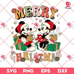 Merry Christmas Mickey Minnie Coffee SVG PNG, Vintage Disney Christmas SVG PNG