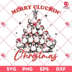 Merry Cluckin Christmas SVG PNG, Christmas Farmhouse SVG PNG, Funny Trendy Merry Christmas Chickens SVG PNG