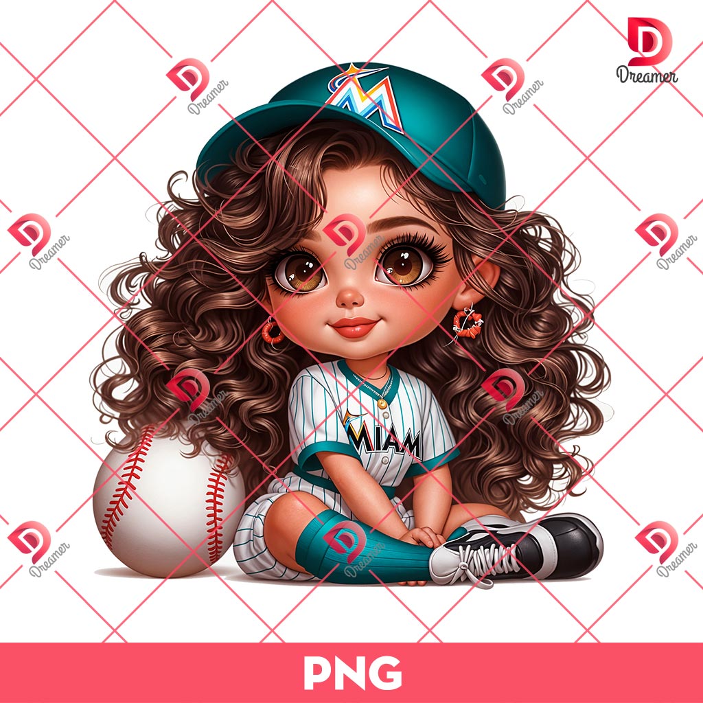 Miami Marlins Cartoon Girl PNG, Cute Girl MLB Baseball PNG, Baseball Girl Fan PNG 1 Miami Marlins Cartoon Girl PNG, Cute Girl MLB Baseball PNG, Baseball Girl Fan PNG