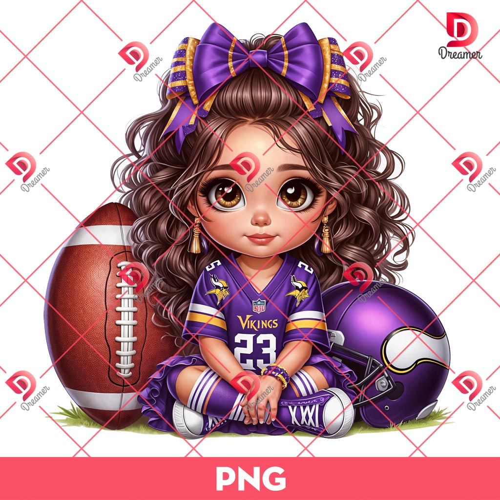 Bundle Minnesota Vikings NFL PNG, Football Vikings Cartoon Characters Bundle PNG 14 Minnesota Vikings Cute Girl PNG, Cartoon Girl Vikings Football PNG
