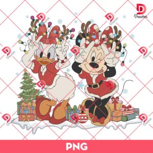 Minnie And Daisy Merry Xmas PNG, Daisy Duck Minnie Mouse Christmas PNG, Disney Christmas 2024 PNG