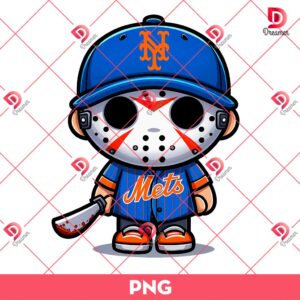 NY Mets Chibi Jason Voorhees PNG, Chibi Horror Killer Baseball PNG