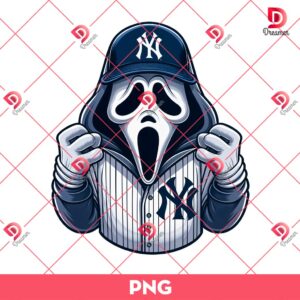 New York Yankees Horror Ghostface Scream PNG, Horror Characters Baseball PNG
