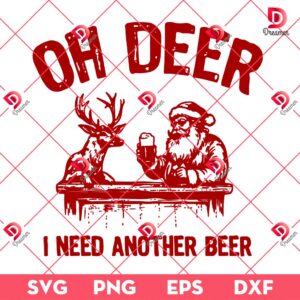 Oh Deer I Need Another Beer SVG PNG, Vintage Deer Santa Claus Beer SVG PNG