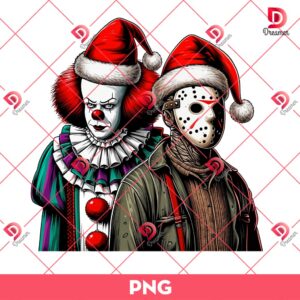 Pennywise And Jason Voorhees Christmas PNG, Horror Friends Christmas PNG