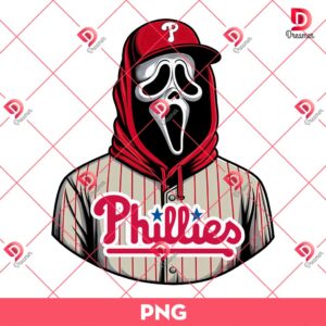 Philadelphia Phillies Ghostface PNG, Horror Ghostface Baseball PNG, MLB Horror Killers PNG