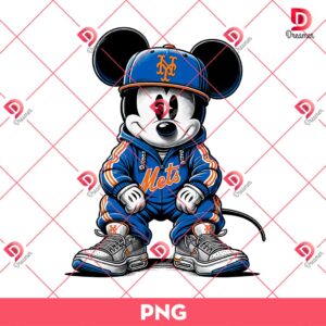 Retro Mickey New York Mets Fan PNG, Vintage Disney Mickey Mouse Baseball PNG