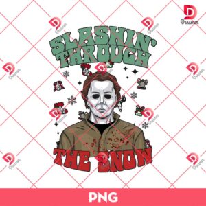 Slashin Through The Snow PNG, Horror Michael Myers Christmas PNG, Halloween Christmas Horror Killer PNG