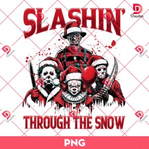 Slashing Through The Snow Horror Christmas PNG, Scary Characters Merry Christmas PNG