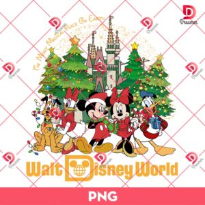 Walt Disney World Christmas PNG, Merry Christmas Disney Friends PNG