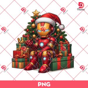 Baby Iron Man Christmas PNG, Merry Christmas Superhero PNG