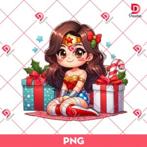 Wonder Woman Merry Christmas PNG, Superhero Christmas PNG