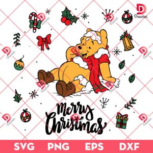 Winnie The Pooh Merry Christmas 2024 SVG PNG, Disney Cartoon Christmas SVG PNG