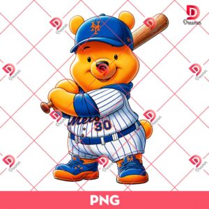 Winnie The Pooh NY Mets Team PNG, Pooh Baseball MLB PNG